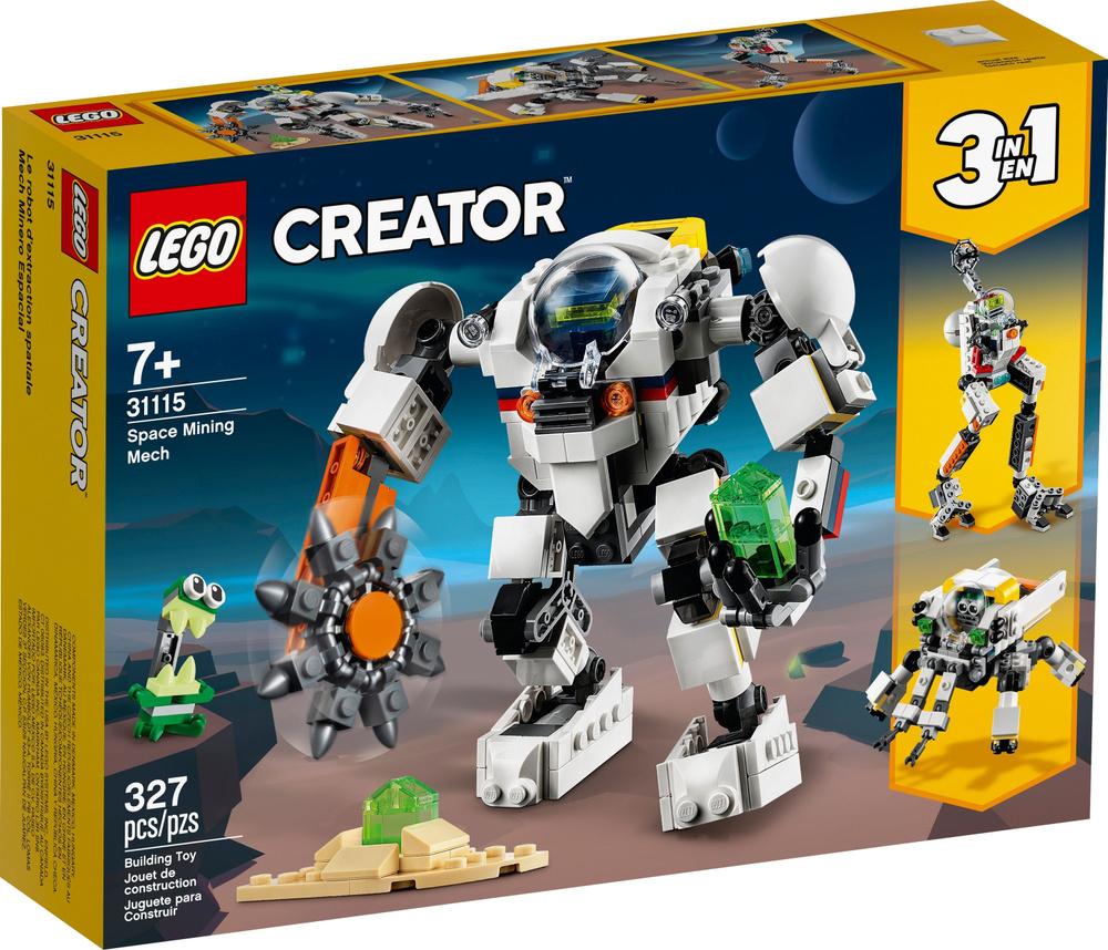 лего Creator 3-in-1 серия 31115 Космический робот для горных работ, 327  деталей, 7+, lego конструктор для мальчика