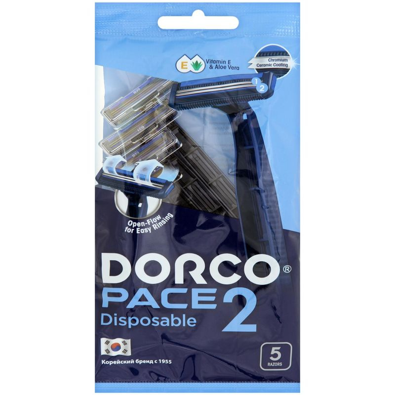 Бритва одноразовая Dorco PACE2, 2 лез,фикс.гол, увл.пол 5шт/уп TNB ...