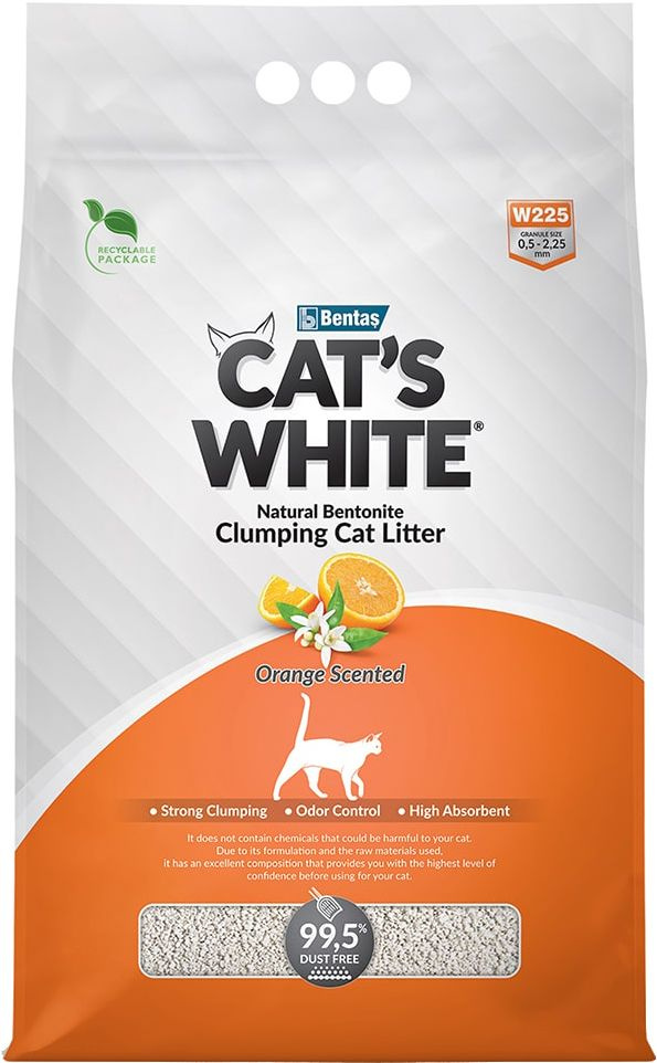 Наполнитель Cat's White Natural Orange Scented для кошек, комкующийся, с ароматом апельсина, 10 л, 8.55 #1