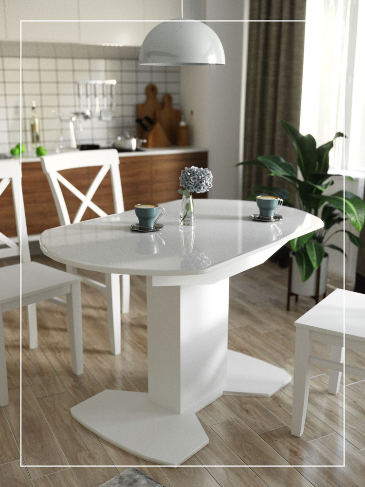 кухонный стол белый на одной