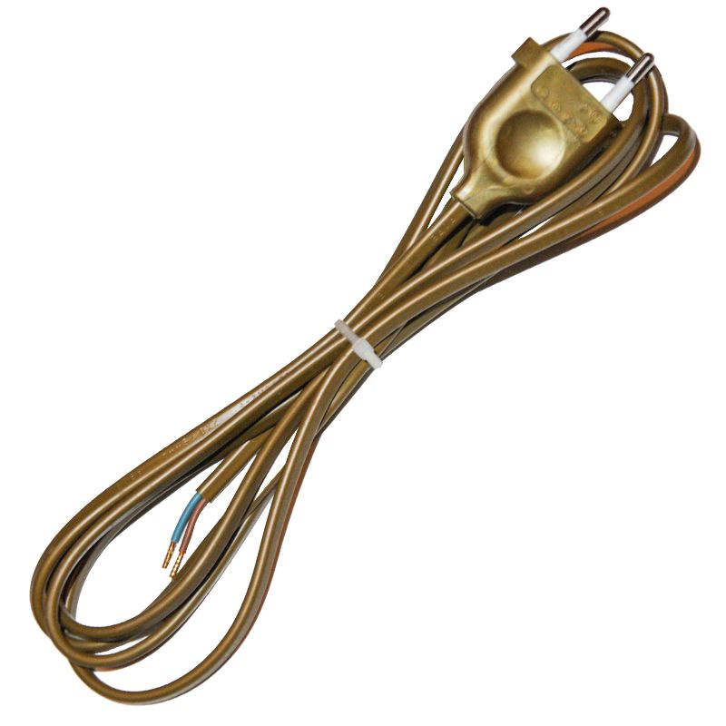 Шнур сетевой с вилкой, длина шнура 1,8-2 м., цвет золотой #1