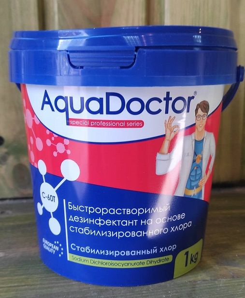 AquaDoctor C-60Т 1 кг. Быстрый хлор для бассейна в таблетках по 20 ...