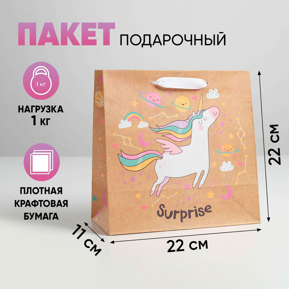 Подарочный пакет Surprise, 22 х 22 х 11 см #1