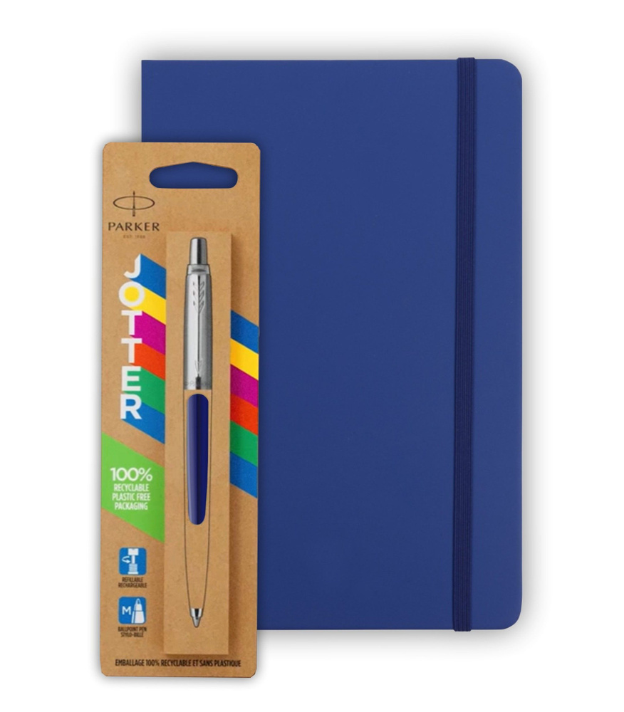 Подарочный набор: Шариковая ручка Parker Jotter ORIGINALS NAVY BLUE CT и блокнот А5 , ярко-синий  #1