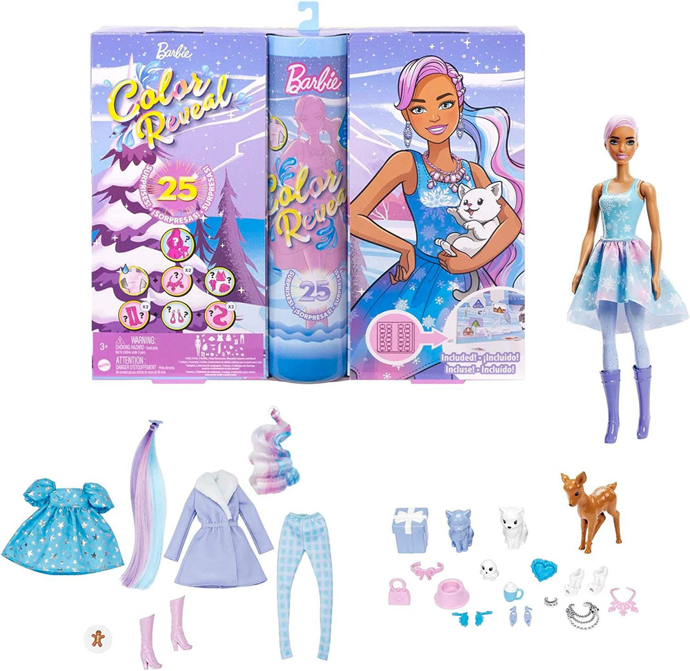 Кукла Барби Адвент календарь Color Reveal с сюрпризами - купить с доставкой  по выгодным ценам в интернет-магазине OZON (801412485)