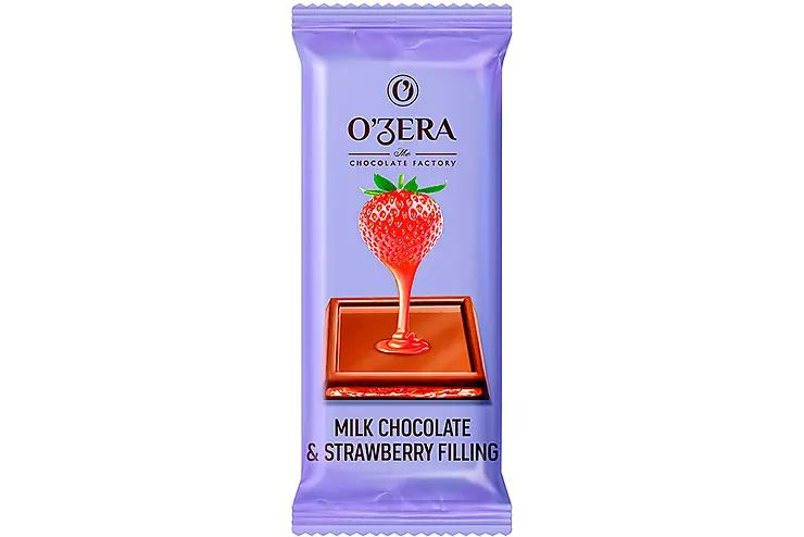 OZera, молочный шоколад с желейной клубничной начинкой Milk & Strawberry filling  #1