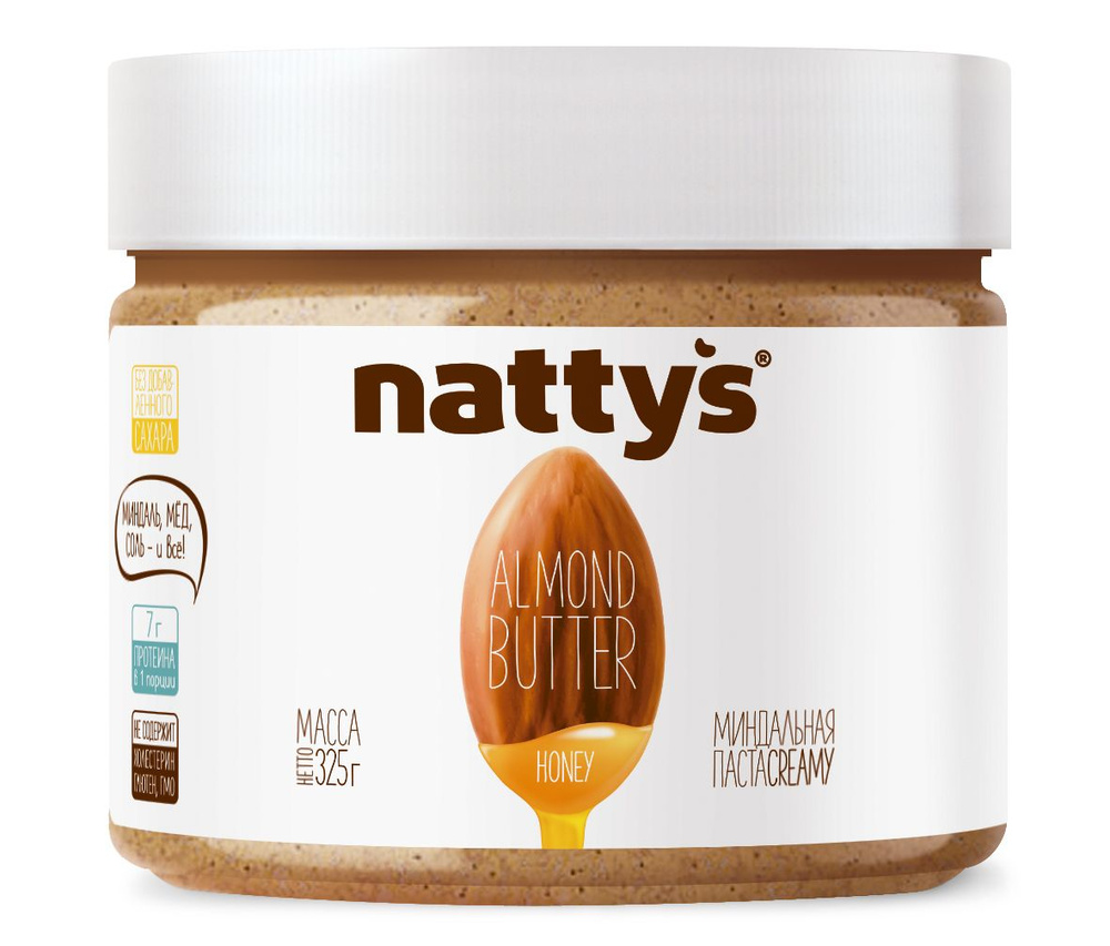 Миндальная паста Nattys HONEY с мёдом, 325 г #1