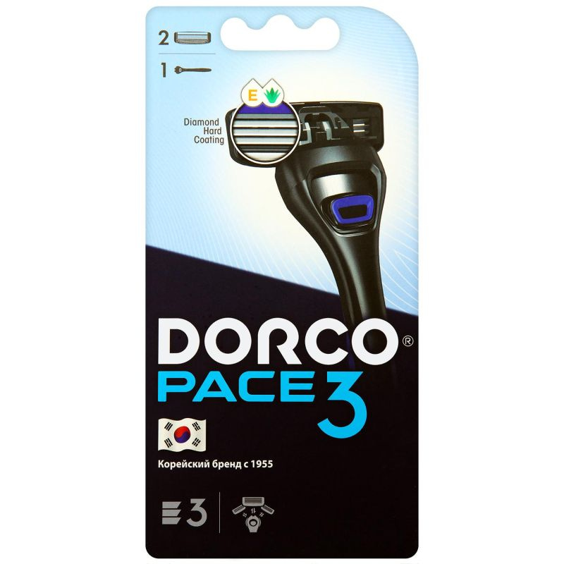 Бритва Dorco PACE3, 2 см.кас.3лез., плав.головка, увл.полос. TRA4002  #1