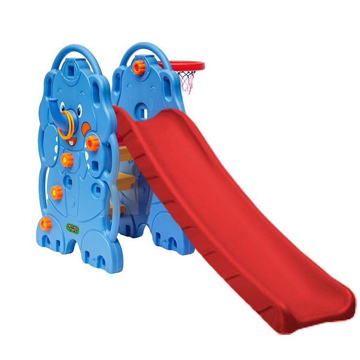 Горка детская пластиковая "СЛОНИК" 3 ступени, с баскетбольным кольцом ...