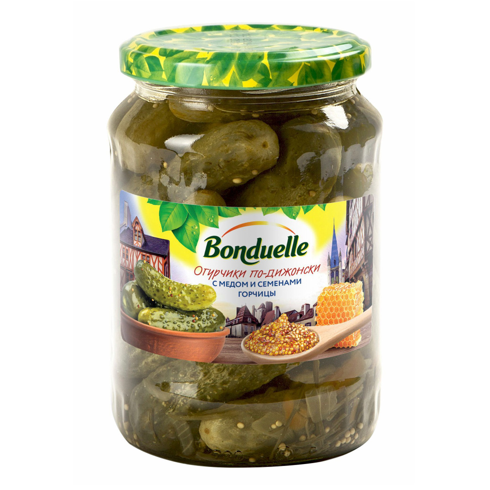 Огурцы Bonduelle по-дижонски с медом и семенами горчицы 720 г #1