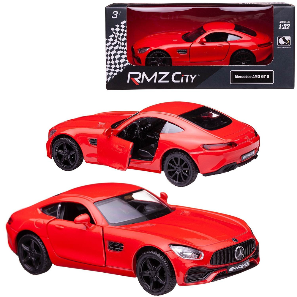 Машинка металлическая Uni-Fortune RMZ City 1:32 Mercedes-Benz GT S AMG 2018 (цвет красный)  #1