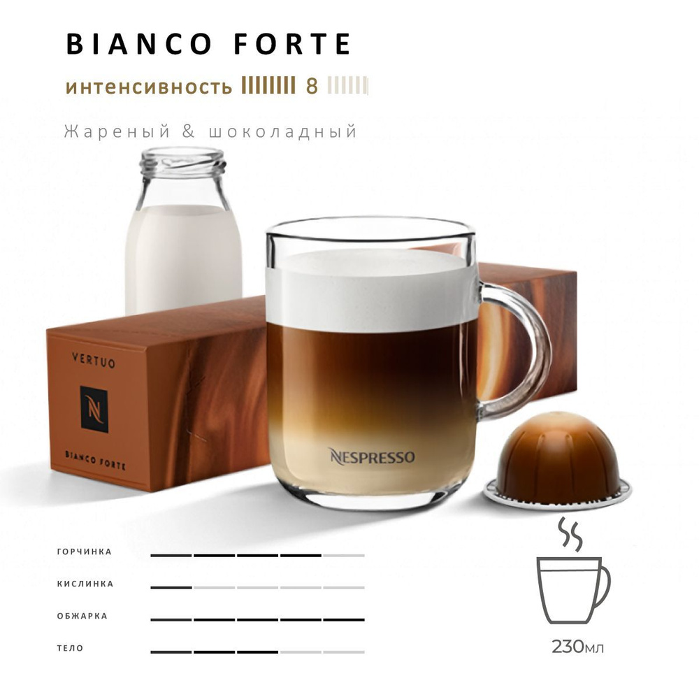 Кофе в капсулах Nespresso Vertuo Bianco Forte, упаковка 10 шт, для капсульной кофемашины Vertuo (объём #1