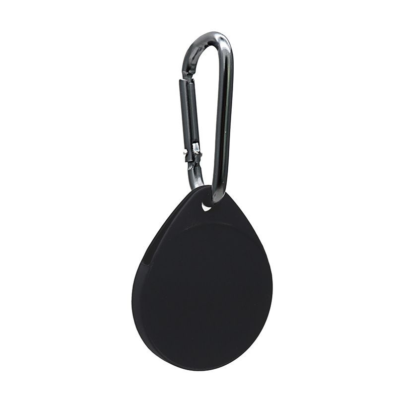 Чехол брелок MyPads защитный силиконовый для смарт метки Apple AirTag с карабином черный  #1