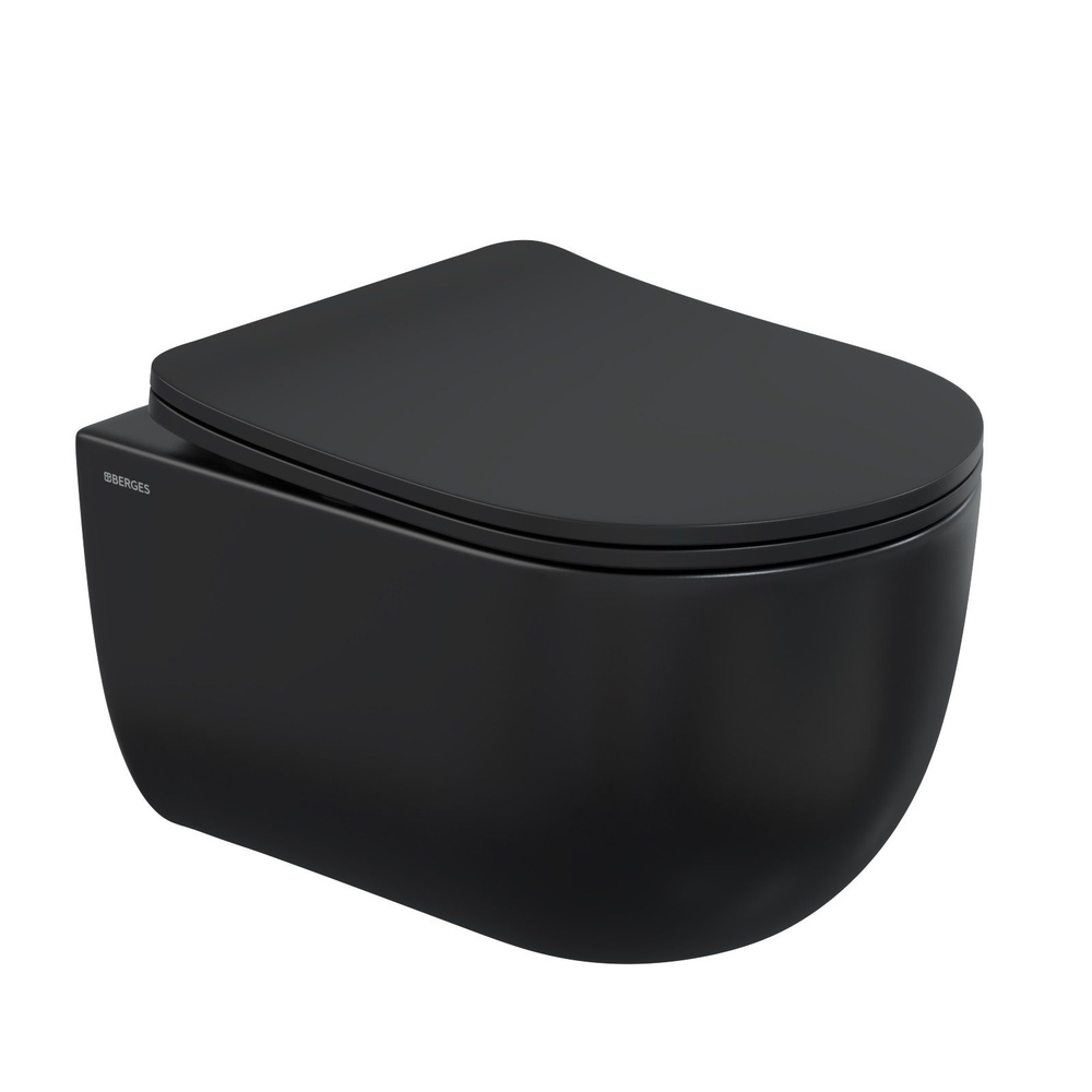 Унитаз Berges Ventas Black Rimless 082136 подвесной, безободковый, с сиденьем микролифт, цвет черный #1