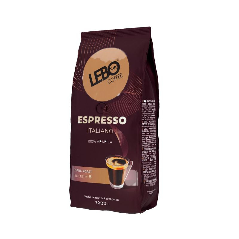 Кофе Lebo Espresso Italiano в зернах темн. обжар., 1кг #1