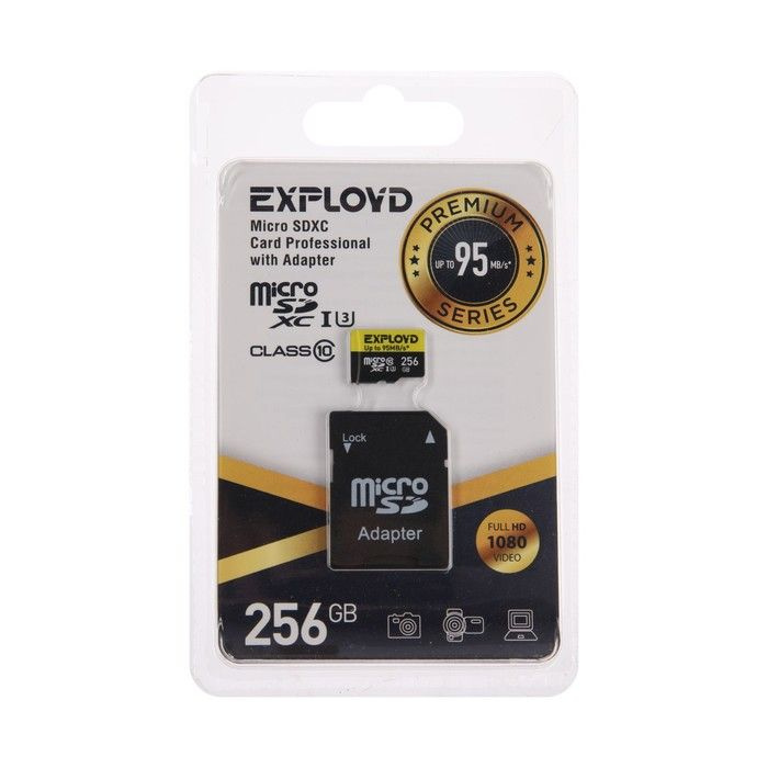 Карта памяти Exployd microSD, 256 Гб, SDXC, UHS-1, класс 10, с ...