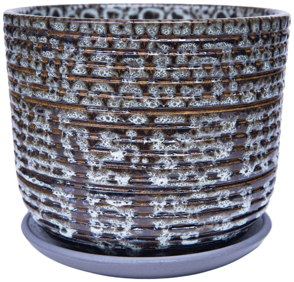 Горшок Дракон d12 см керамический серо-коричневый с поддоном купить на ...