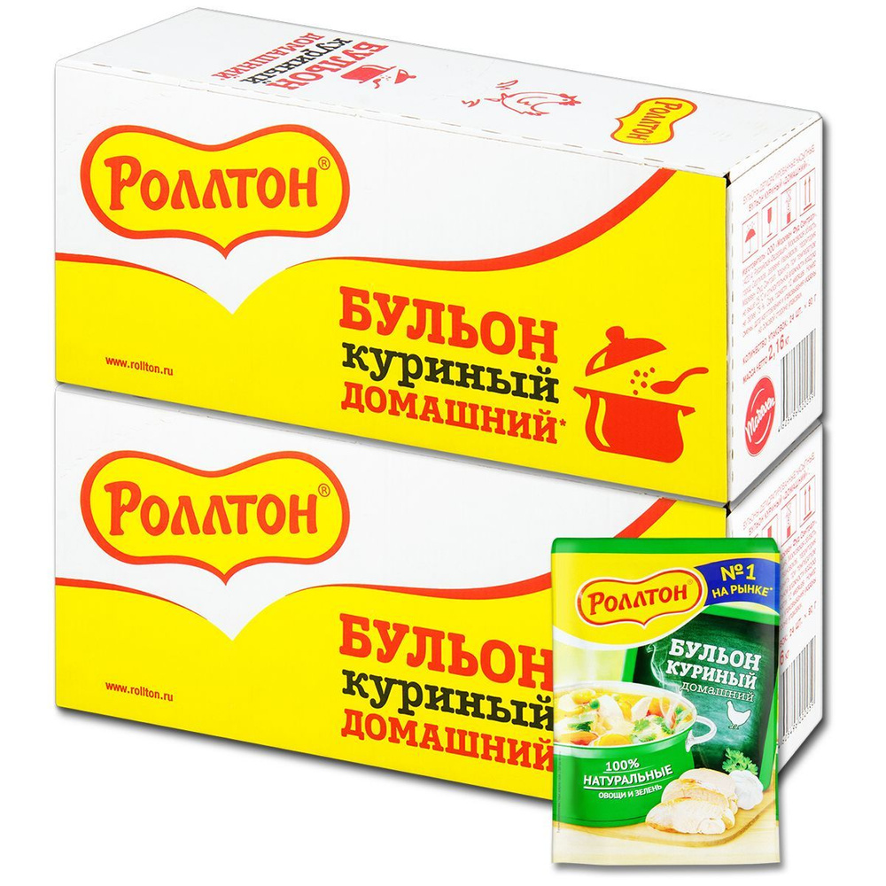 Роллтон Бульон куриный домашний в пакете, 90 г, 48 шт. - купить с ...