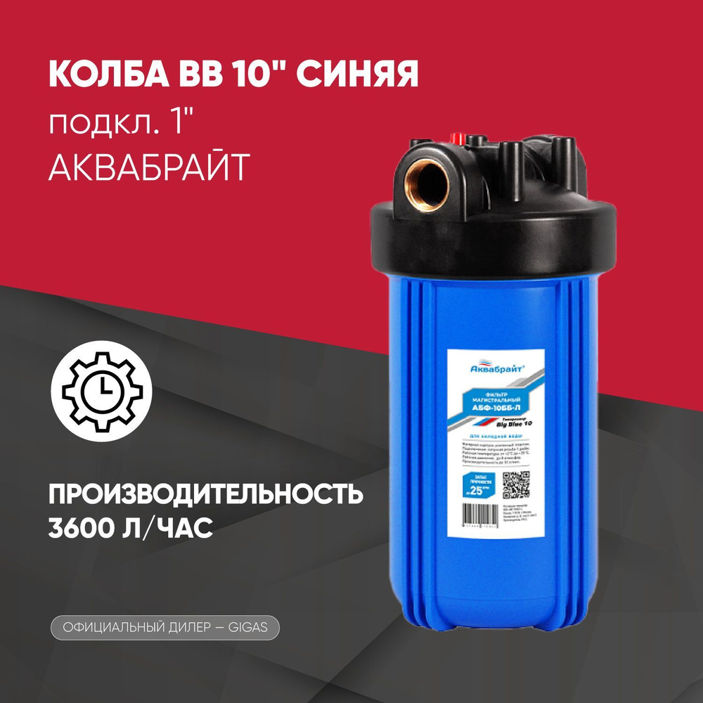 Фильтр для воды магистральный (колба) BB 10" Синяя, подкл.1"  #1