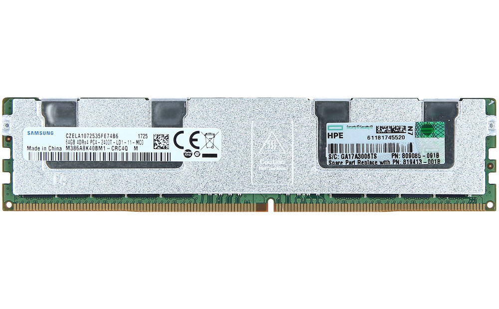 HP Оперативная память серверная HP DDR4 64GB ECC REG 2400MHz PC4-2400T-L 4DRx4 1.2 V 809085-091 819413-001 #1