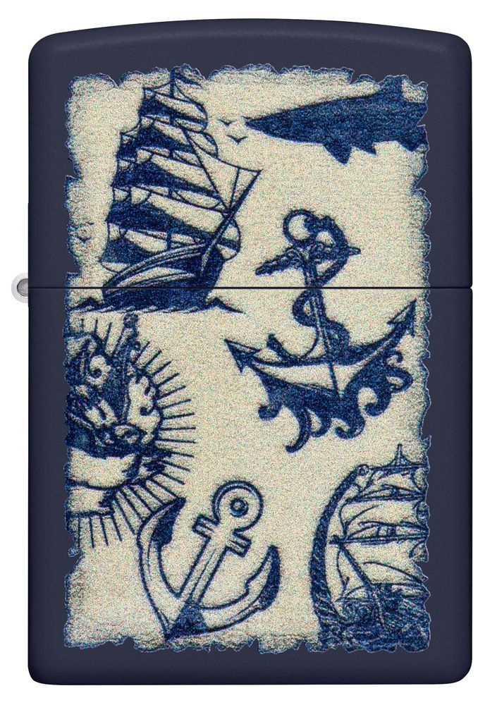 Оригинальная бензиновая зажигалка ZIPPO Classic 49774 Nautical Design с покрытием Navy Matte - Морской #1