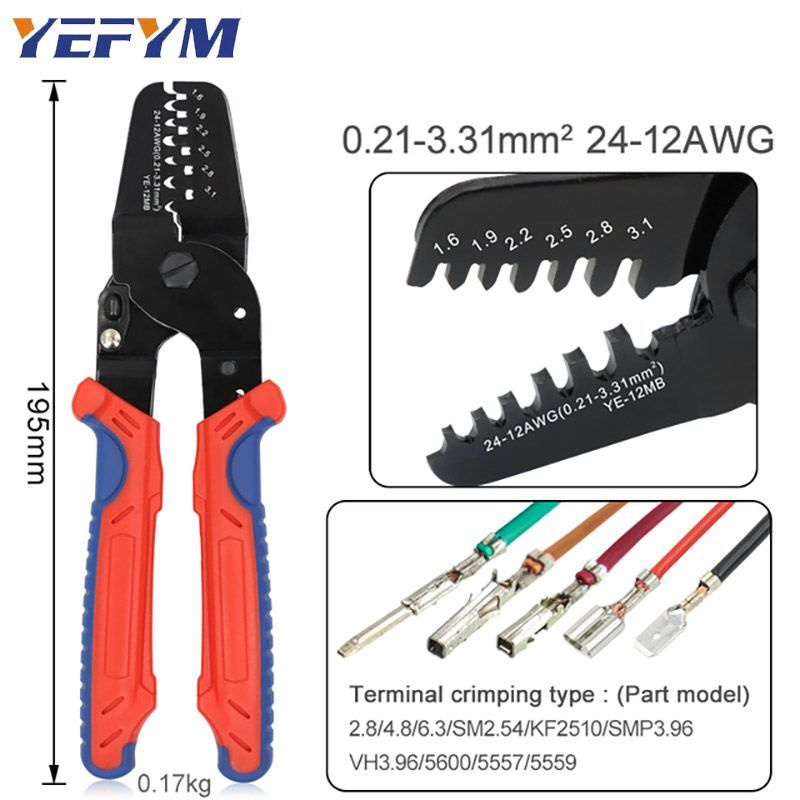 YE-12MB Инструменты для обжима 0,21-3,31 мм2 24-12AWG JAM Molex Tyco ...