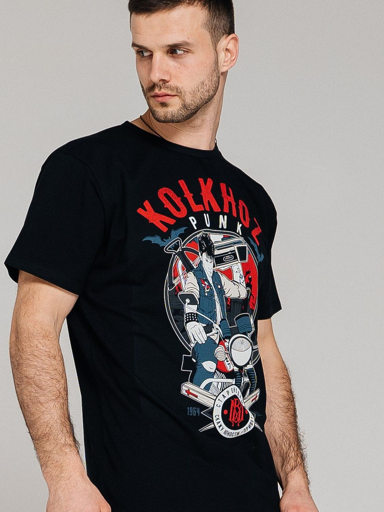 Футболка Mother Russia, размер 48, цвет черный, Хлопок-92%, Эластан 8% ...