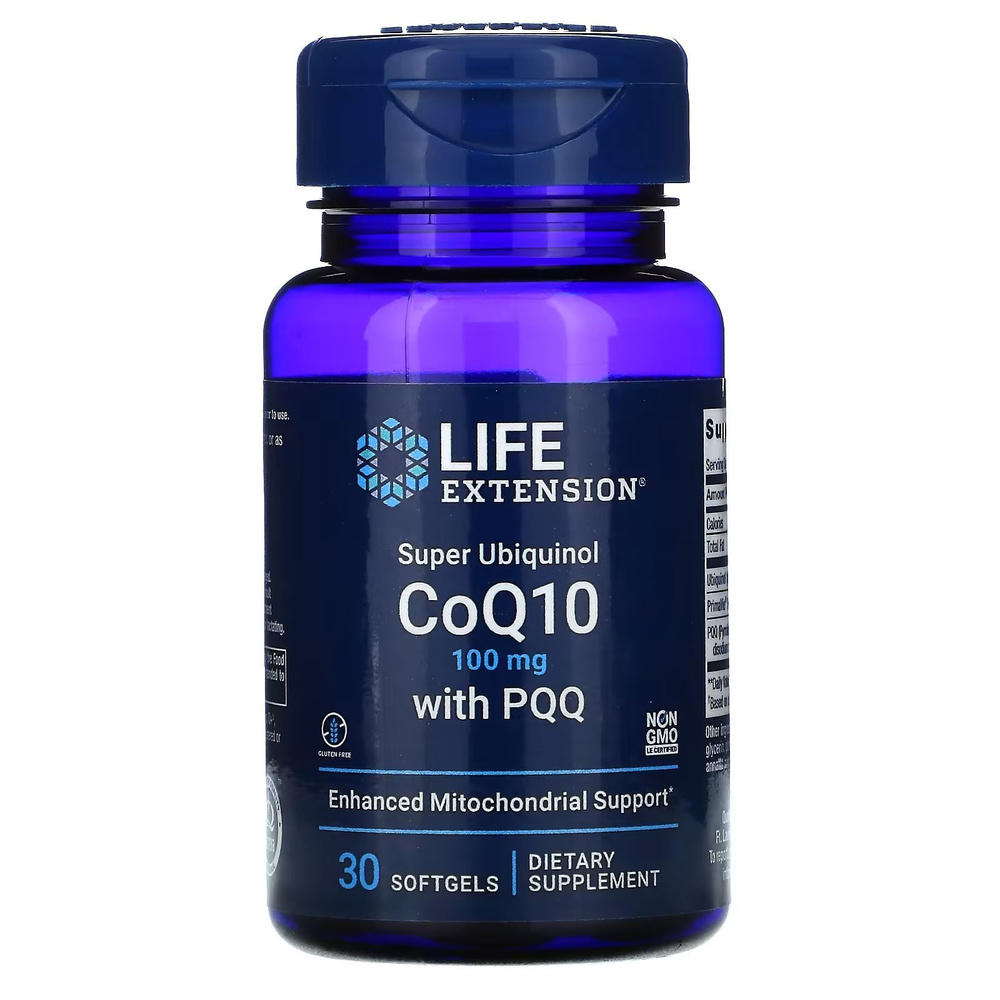 Коэнзим Q10 100 мг убихинол с пирролохинолинхинон Life Extension Super Ubiquinol CoQ10 100 мг with PQQ #1