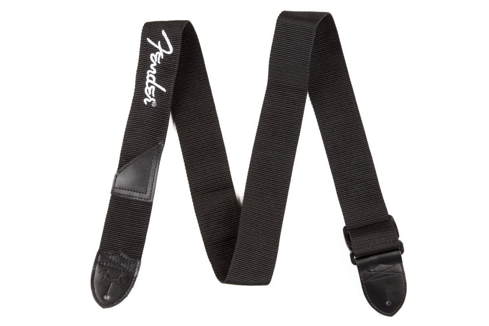 Ремень для гитары Fender Logo Strap, Black/White Logo, 2" купить на ...