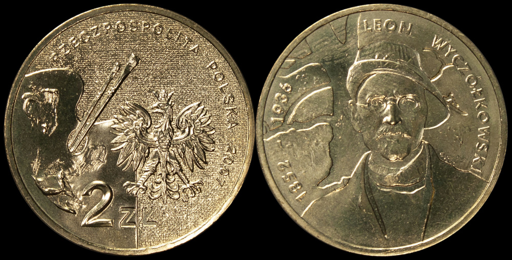 Монета. Польша 2 злотых. 2007 (KM.Y.626. Unc) Леон Ян Вычулковский, художник  #1