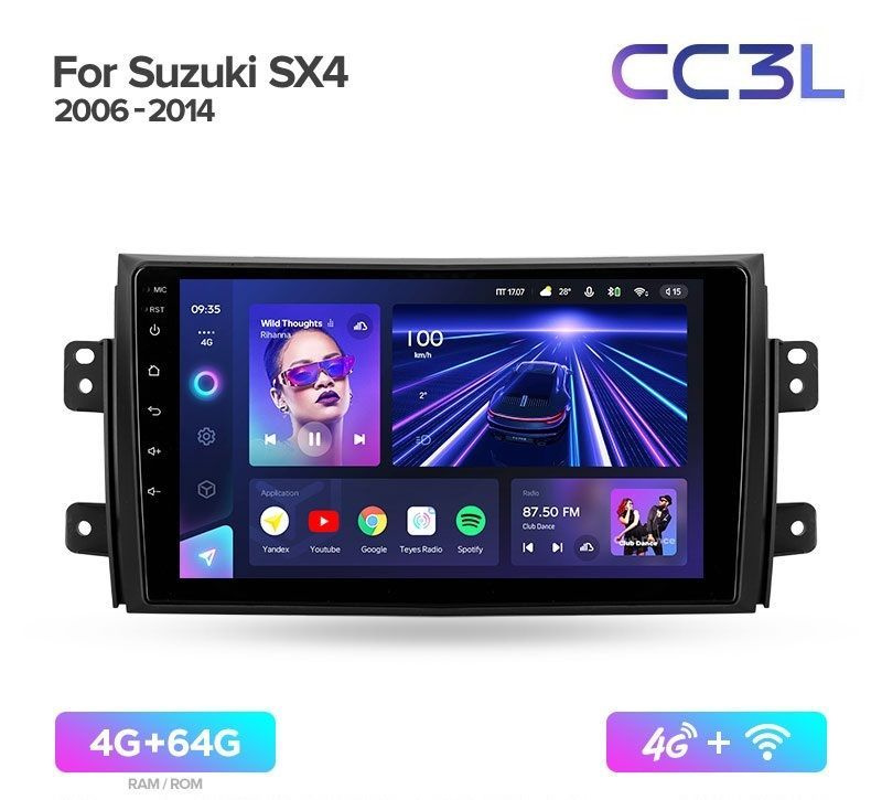 Магнитола TEYES SUZUKI SX4 2006-2014 г. CC3L 4/64ГБ Android 10, 8-ядерный процессор, IPS экран, DSP, #1