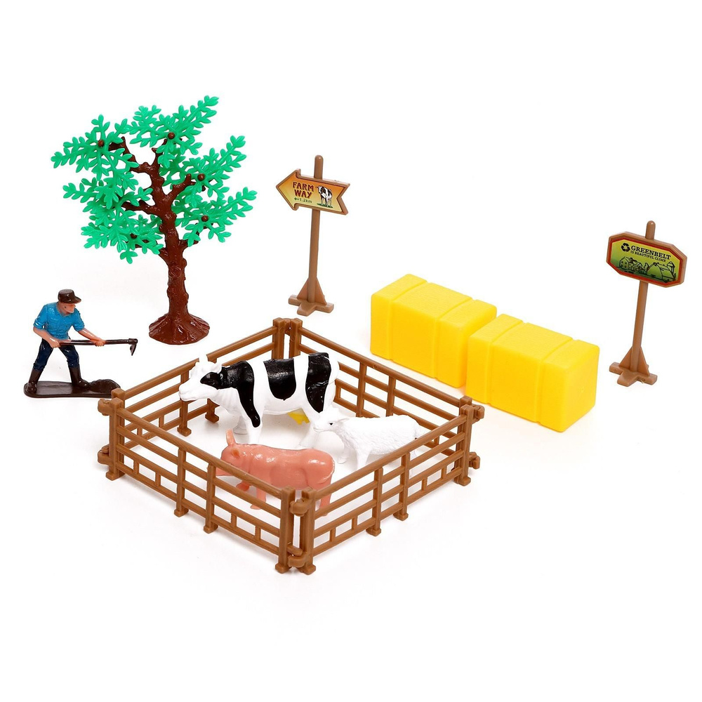 Конструктор винтовой Трактор с 2 прицепами, с отвёрткой, и аксессуарами ...