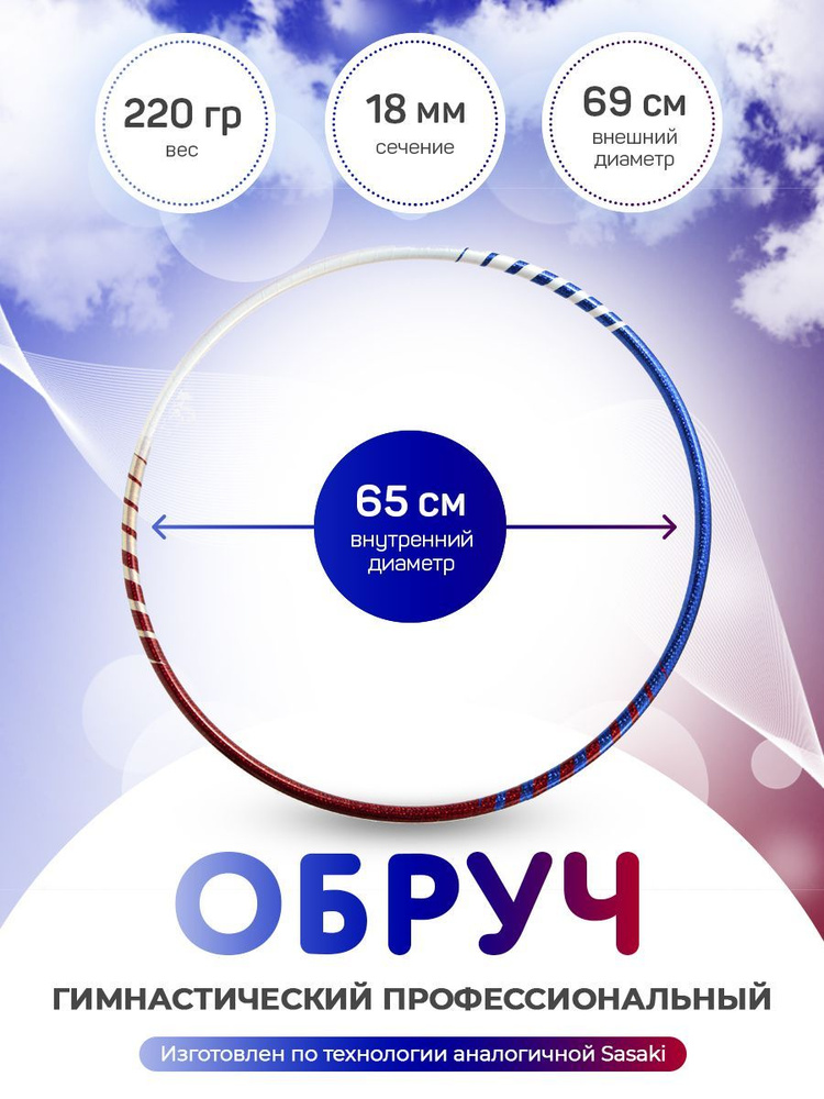 Обруч гимнастический профессиональный в обмотке 65 см. Харли Квинн.  #1