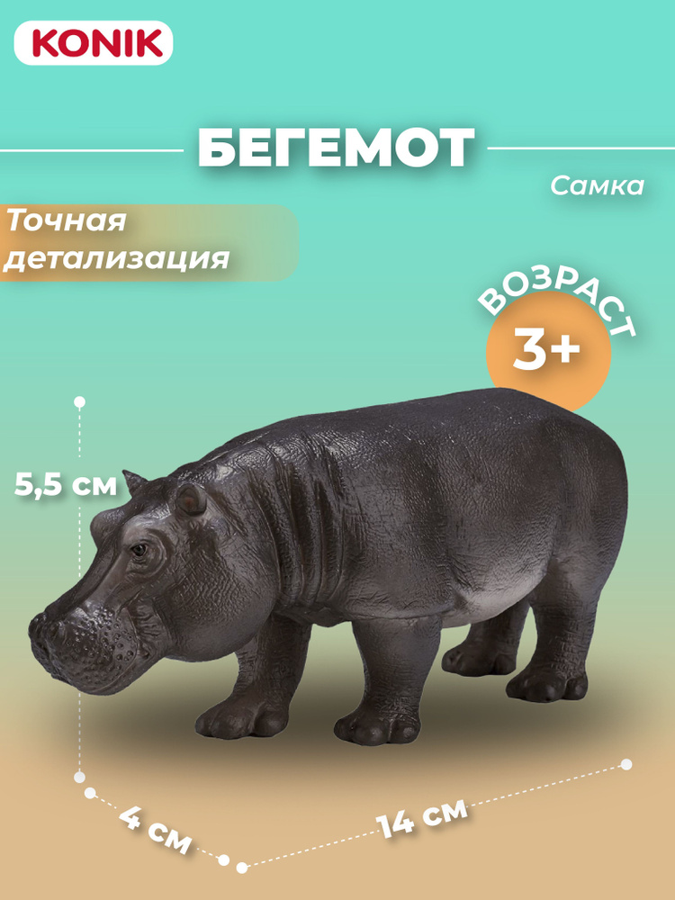 Фигурка-игрушка Бегемот, самка, AMW2050, KONIK - купить с доставкой по ...