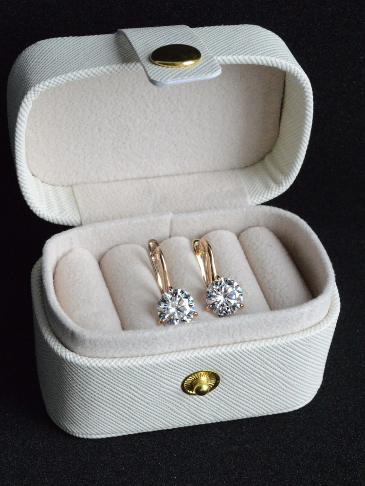 Серьги классические с крупным прозрачным камнем под золото с английским замком в подарочной коробочке - купить с доставкой по выгодным ценам в интернет-магазине OZON (1109279255)