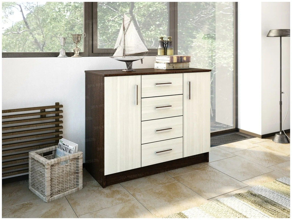 Комод Эра Мебельное Производство К1000-2Д, 4 ящ., 100х44x83 см, Эра ...