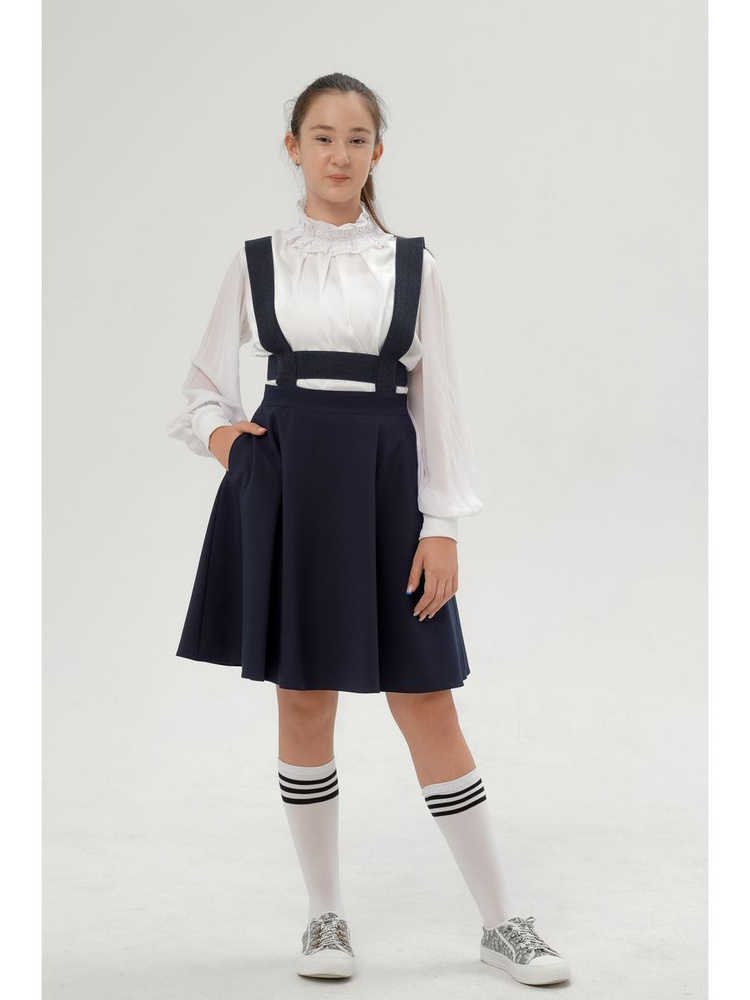 Сарафан школьный на лямках темно-синий (юбка-трапеция) Танцы, Девочки ...