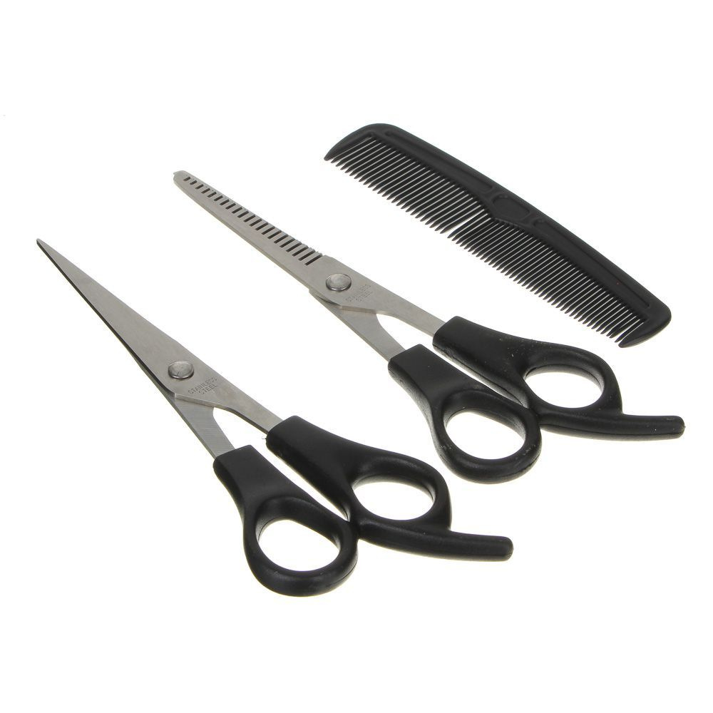 Набор: ножницы парикмахерские 2 штуки 17,7 см + расческа 12,4 см, металл, пластик  #1