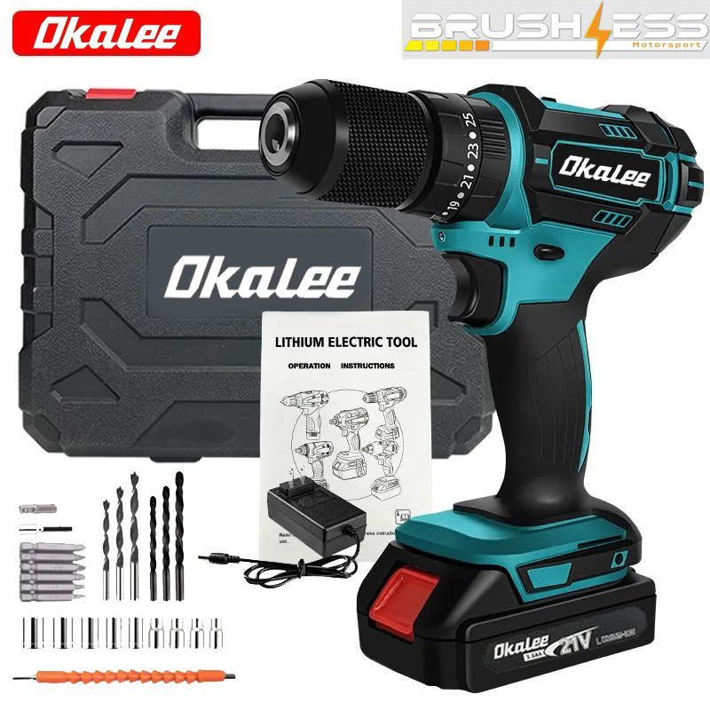 750Н.м OKALEE 13мм Аккумуляторная Ударная Электрическая Дрель По Бетону ...