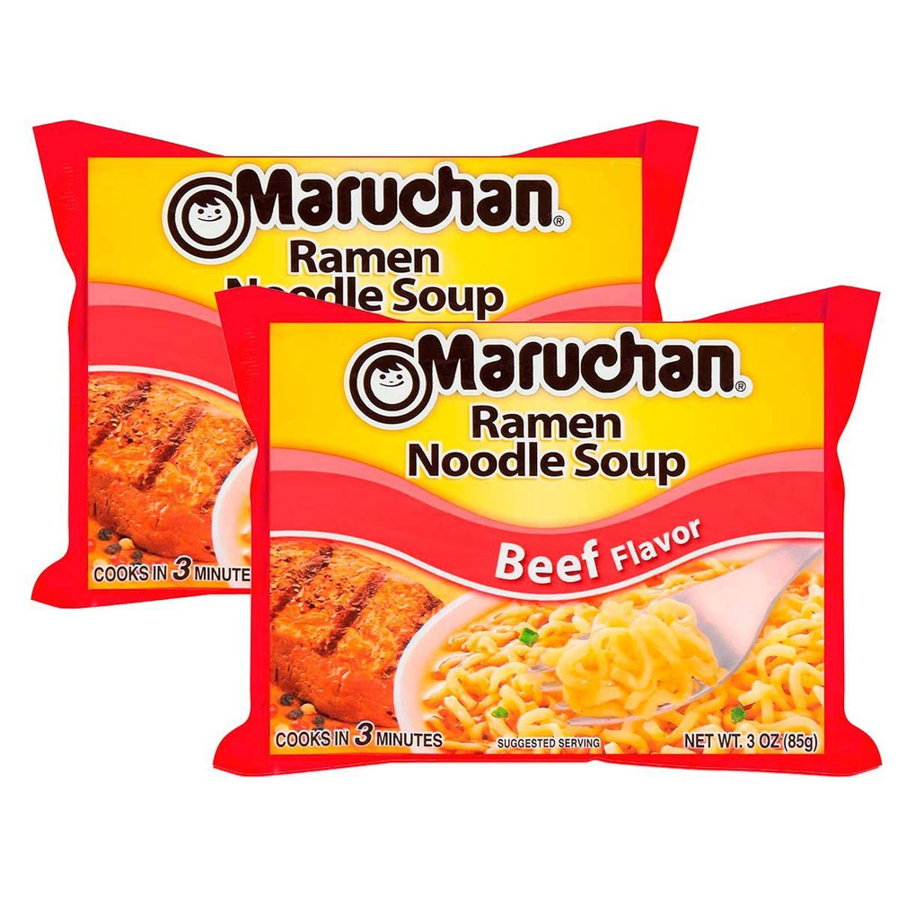 Лапша быстрого приготовления Maruchan Ramen Noodle Soup Beef Flavor со  вкусом говядины (США), 85 г ( 2 шт) - купить с доставкой по выгодным ценам  в интернет-магазине OZON (1185598500)