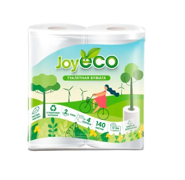 Туалетная бумага "JOYeco" белая 48 рул, 12 уп., 2 сл. 140л. #1