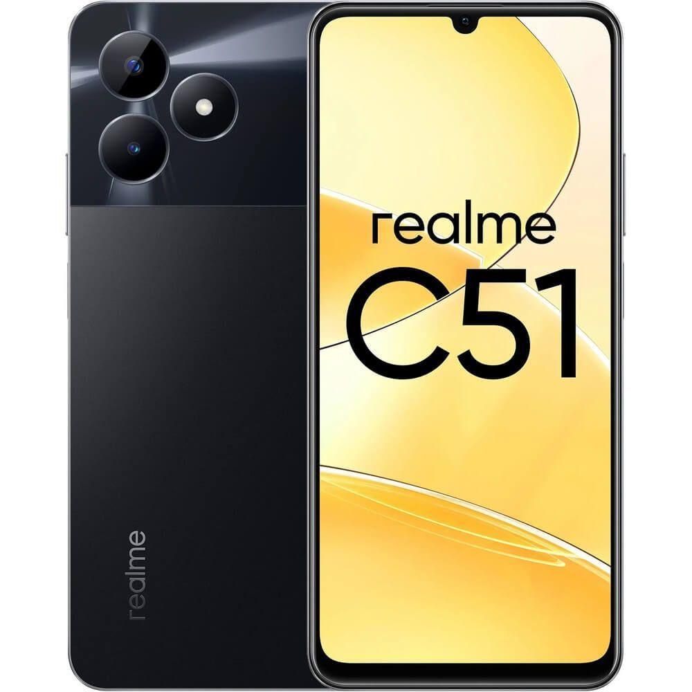 Смартфон realme C51 4/128GB Черный RU - купить по выгодной цене в  интернет-магазине OZON (1536380094)