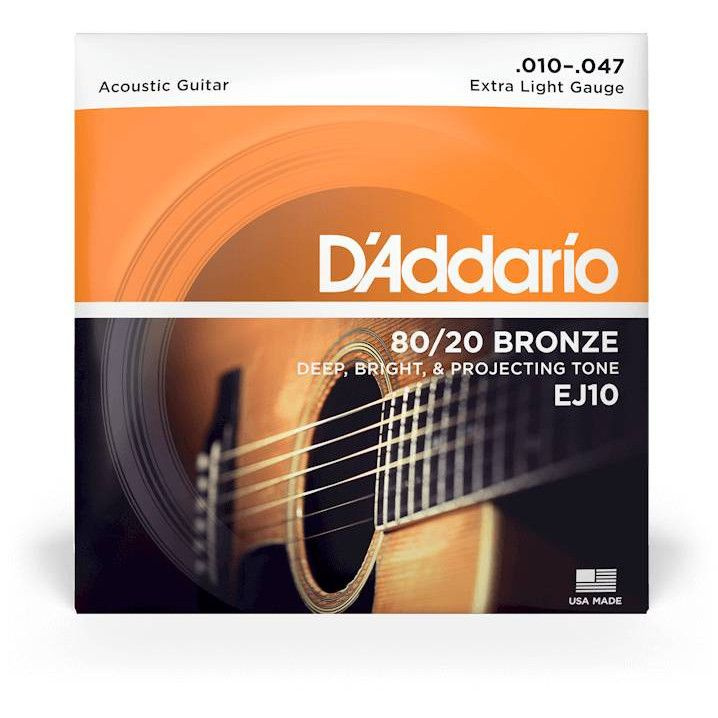 D'ADDARIO EJ10 80/20 BRONZE EXTRA LIGHT 10-47 струны для акустической гитары, бронза, 10-47..  #1