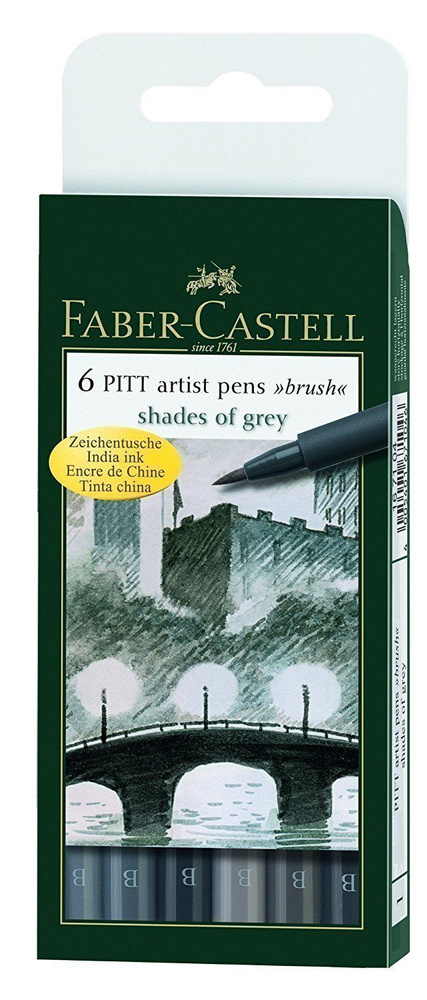 Набор капиллярных ручек Faber-Castell Рitt Shades Оf Grey, 6 цветов #1