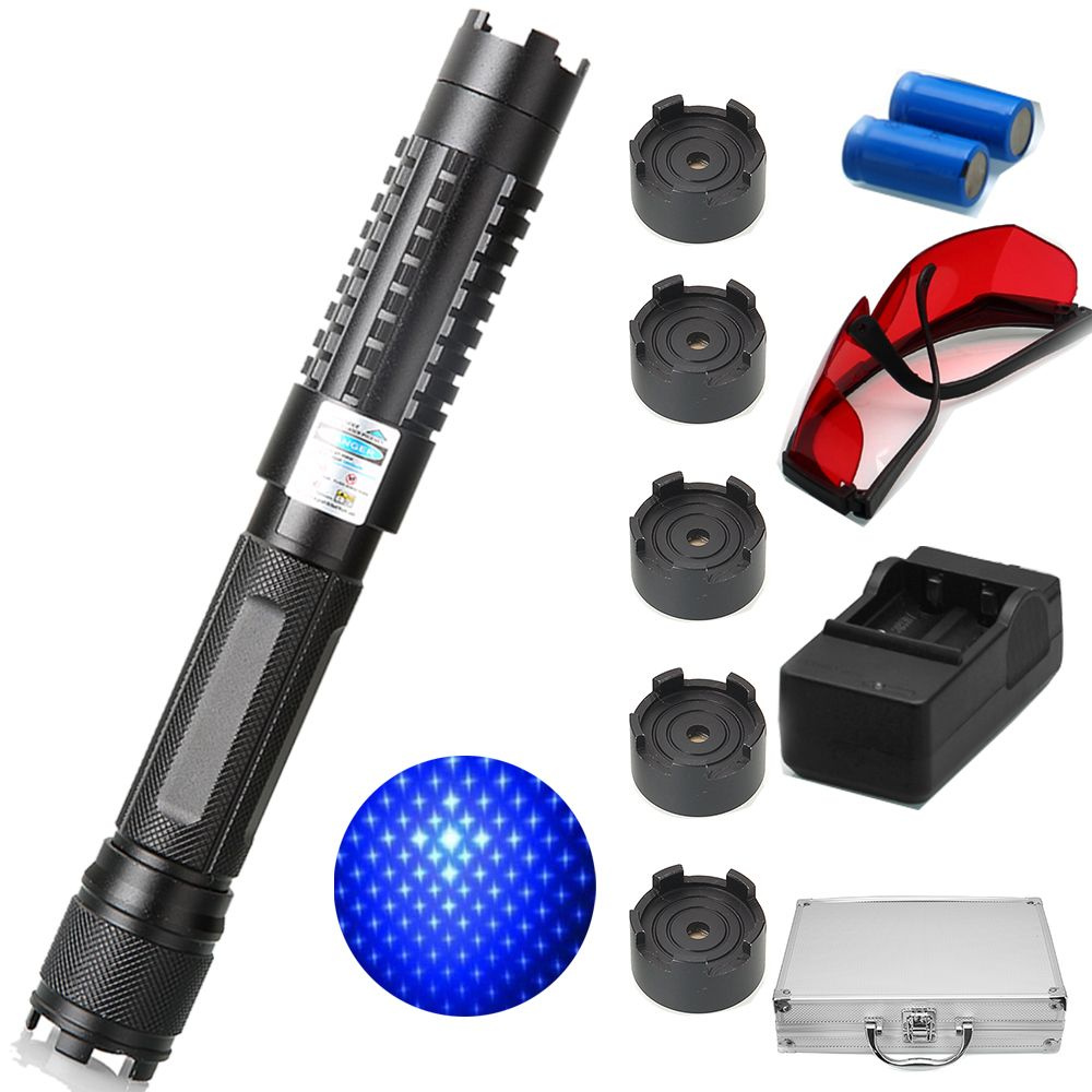 Горящий синий лазерный фонарь-указатель-450 нм 50000 м с фокусировкой ...