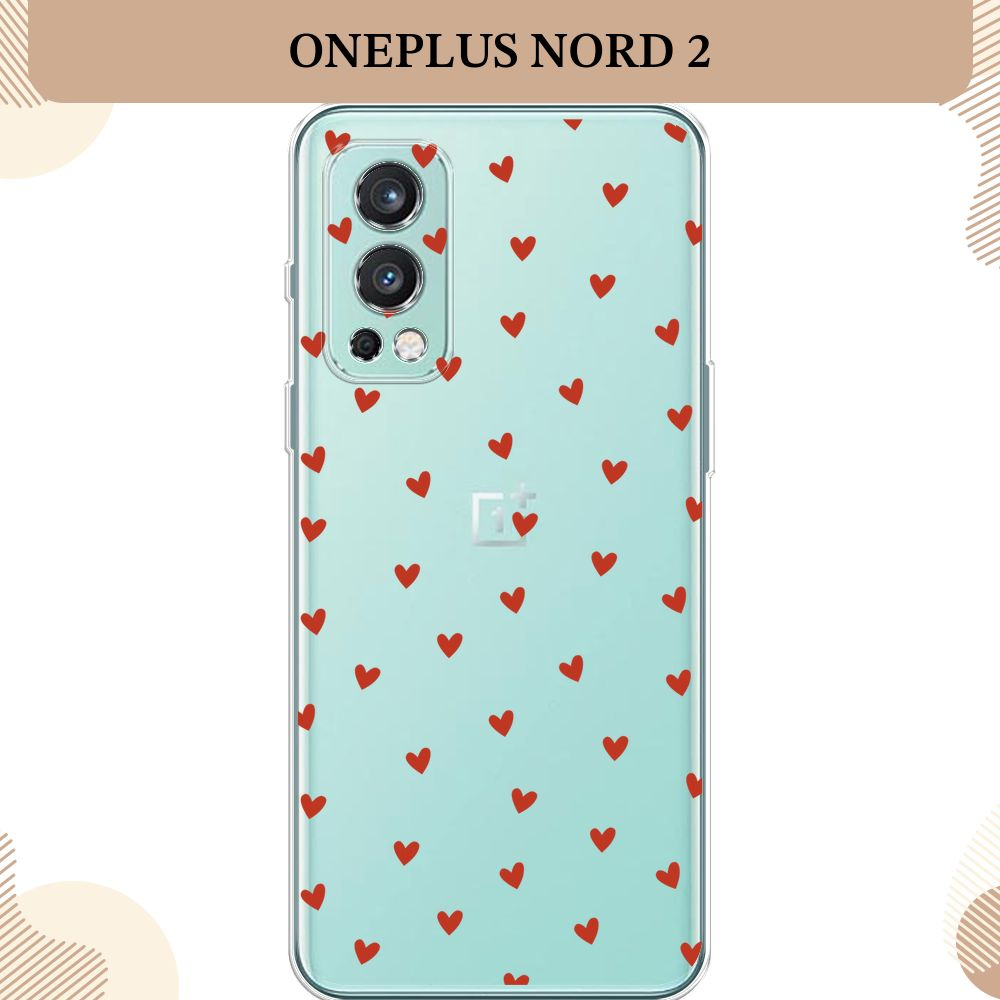 Силиконовый чехол на OnePlus Nord 2 5G / Ван Плас Норд 2 Red hearts,  прозрачный - купить с доставкой по выгодным ценам в интернет-магазине OZON  (849867642)