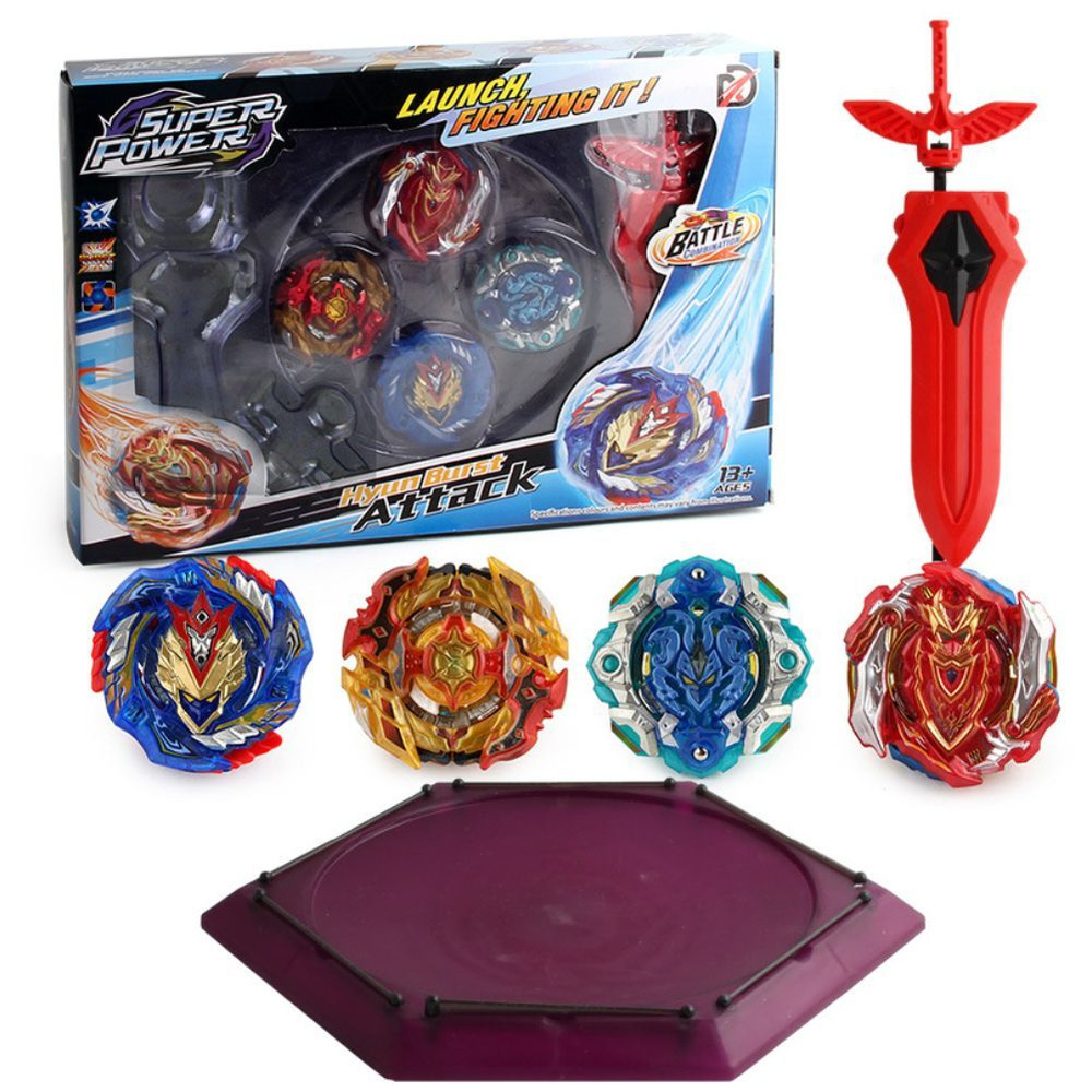 Набор волчков 4шт с ареной и пускателями, игрушки для девочек мальчиков ...