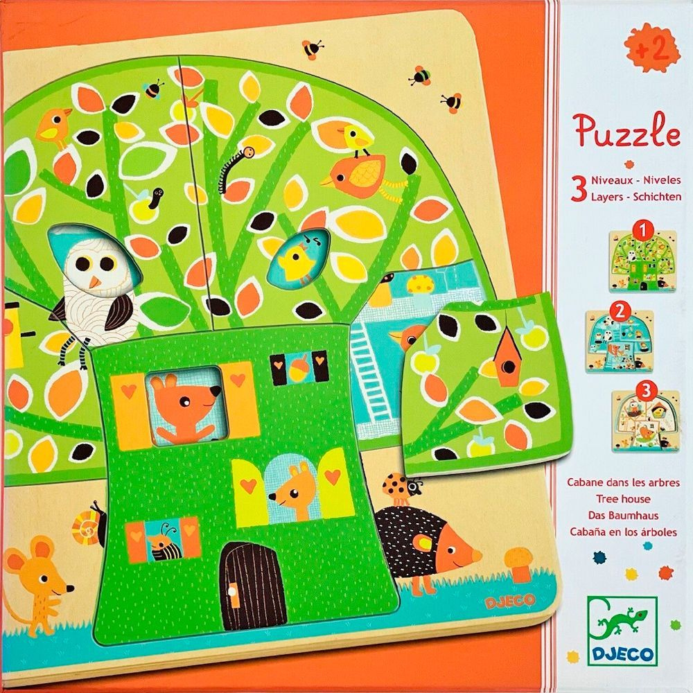 Djeco Wooden puzzle Трехслойный пазл Дом-дерево, 12 шт.