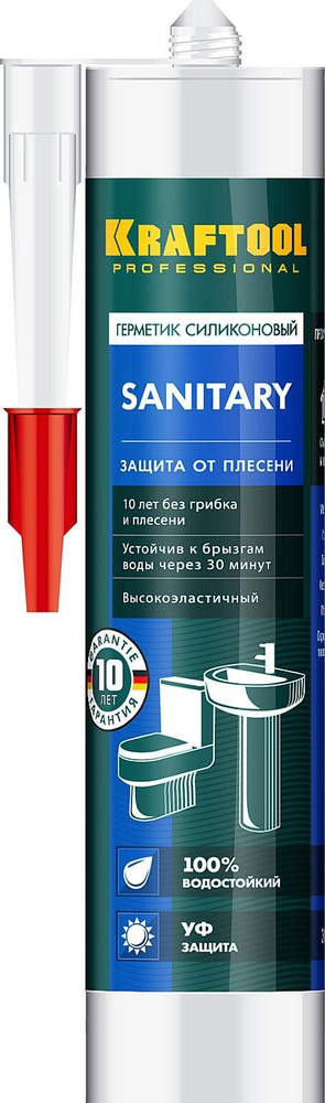 Санитарный силиконовый герметик KRAFTOOL Sanitary 300 мл прозрачный  #1
