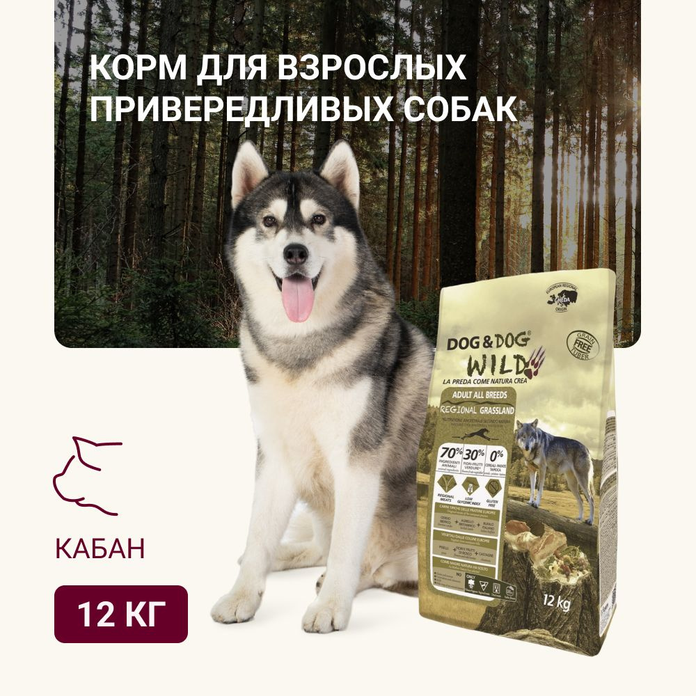Корм для собак сухой Dog & Dog Wild Regional Grassland, кабан, ягненок ...